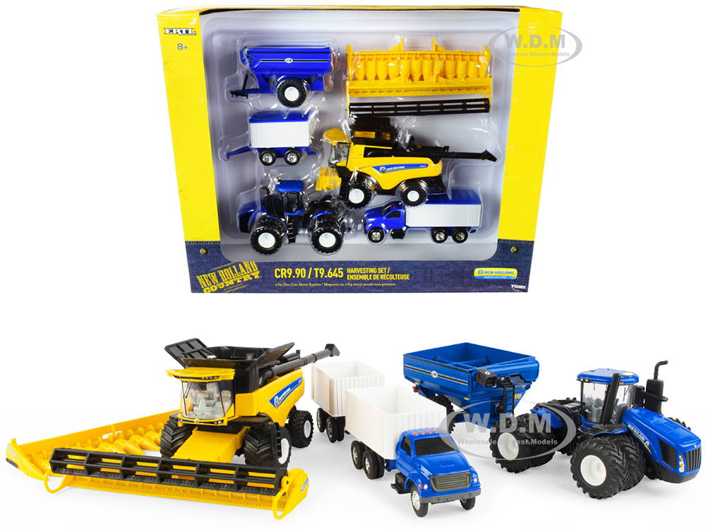 New Holland Harvesting Set Of 7 Pieces New Holland Agriculture Series 1/64 Diecast Models By ERTL TOMY