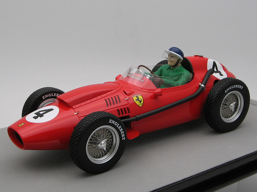Ferrari Dino 246 #4 Mike Hawthorn Winner Formula One F1 French GP (1958) with Driver Figure Mythos Series Limited Edition to 105 pieces Worldwide 1/18 Model Car by Tecnomodel
