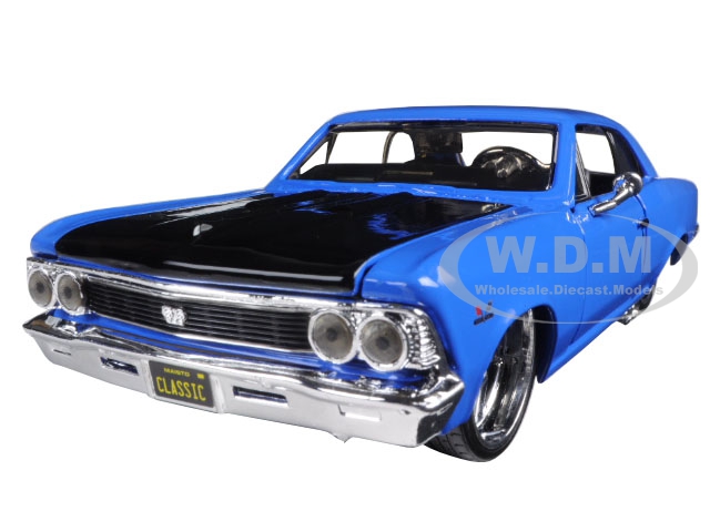 1966 Chevrolet Chevelle SS 396 Blue with Black Hood "Classic Muscle" 1/24 Diecast Model Car by Maisto