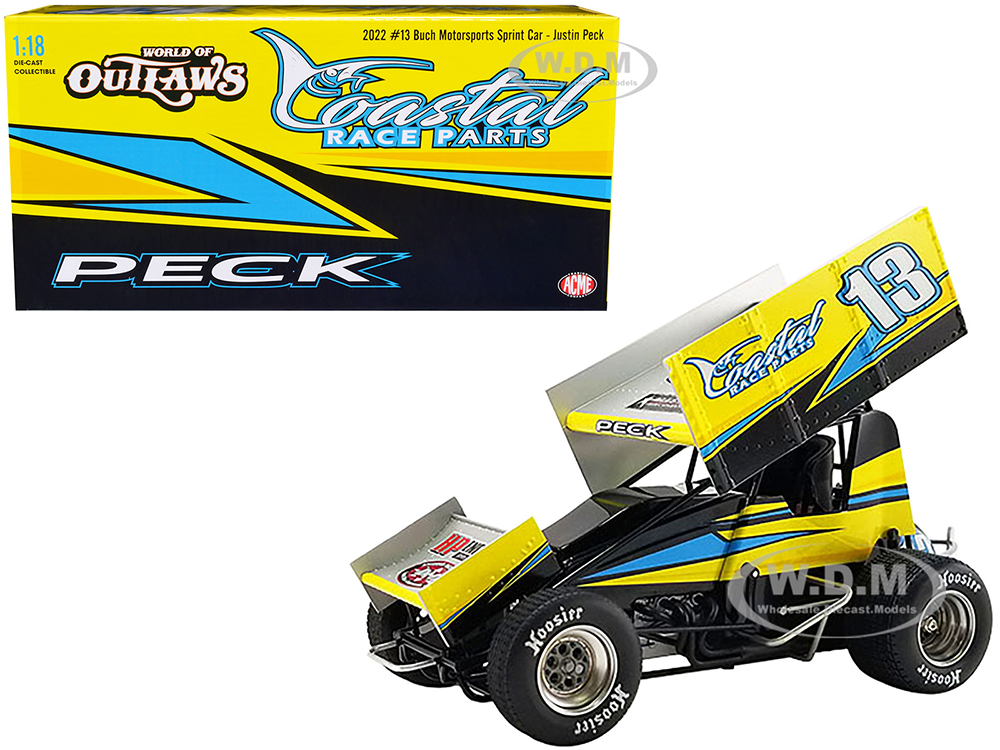 Winged Sprint Car 13 Justin Peck Coastal Race Parts Buch Motorsports World Of Outlaws (2022) 1/18 Diecast Model Car By ACME