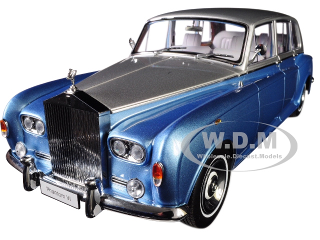 Rolls Royce Phantom Vi Light Blue With Silver Top 1/18 Diecast Model Car By Kyosho