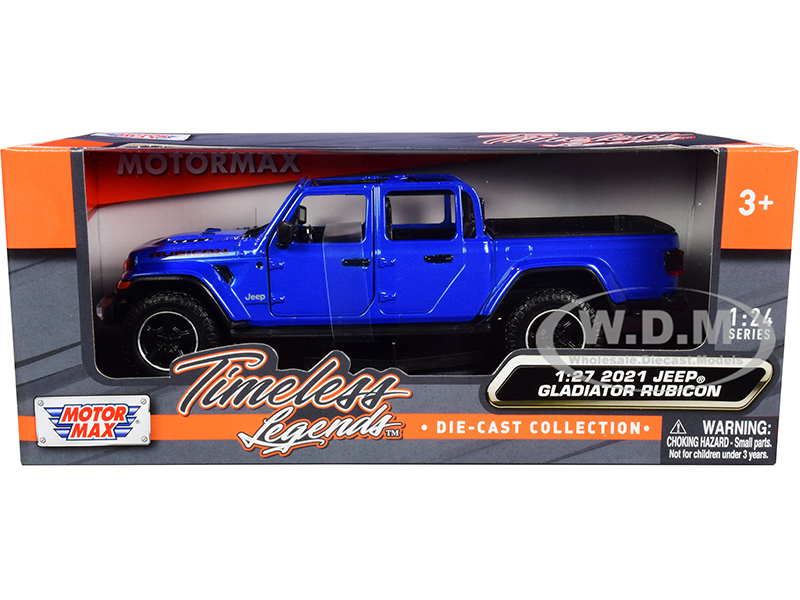 2021 Jeep Gladiator Rubicon (Open Top) Pickup Truck Blue 1/24-1/27 Diecast Model Car by Motormax