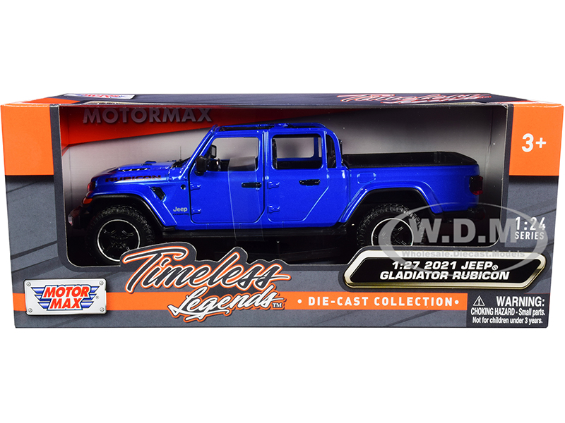 2021 Jeep Gladiator Rubicon (Open Top) Pickup Truck Blue 1/24-1/27 Diecast Model Car by Motormax