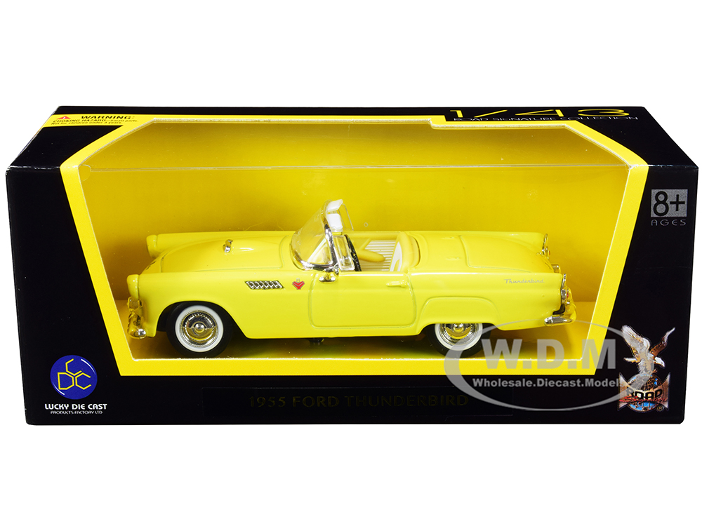 1955 Ford Thunderbird Convertible Yellow 1/43 Diecast Model Car by Road Signature