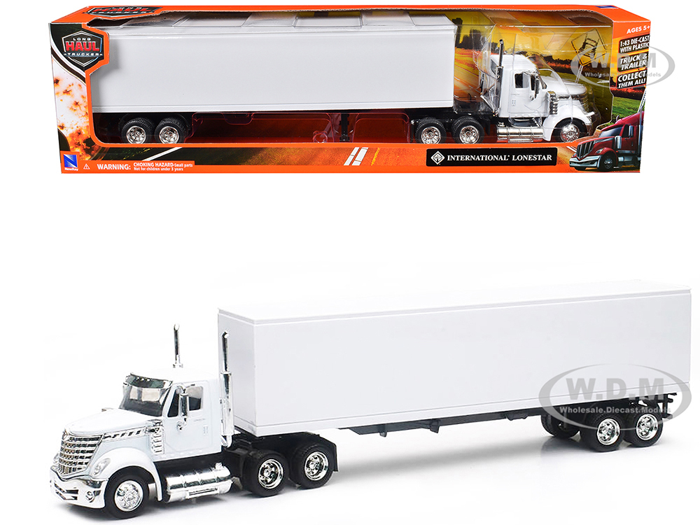 International LoneStar Truck with Dry Goods Trailer White "Long Haul Truckers" Series 1/43 Diecast Model by New Ray