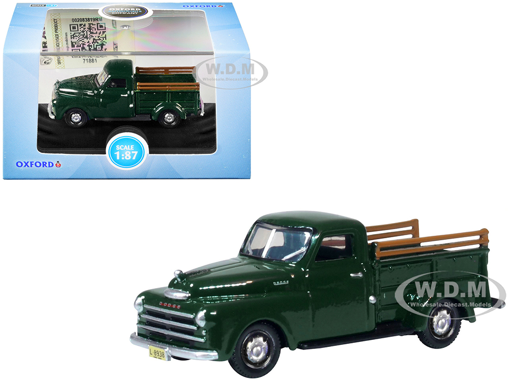 1948 Dodge B-1B Pickup Truck Dark Green 1/87 (HO) Scale Diecast Model Car by Oxford Diecast