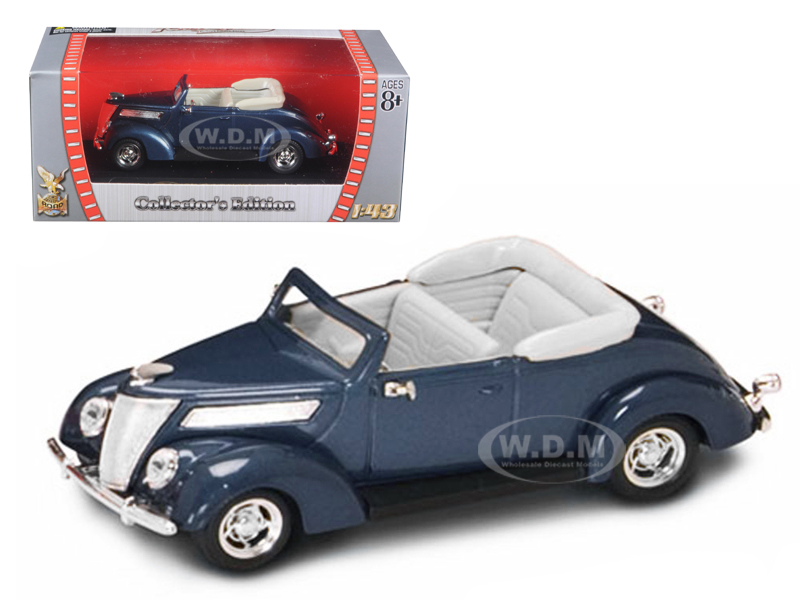 1937 Ford V8 Convertible Blue 1/43 Diecast Model Car By Road Signature