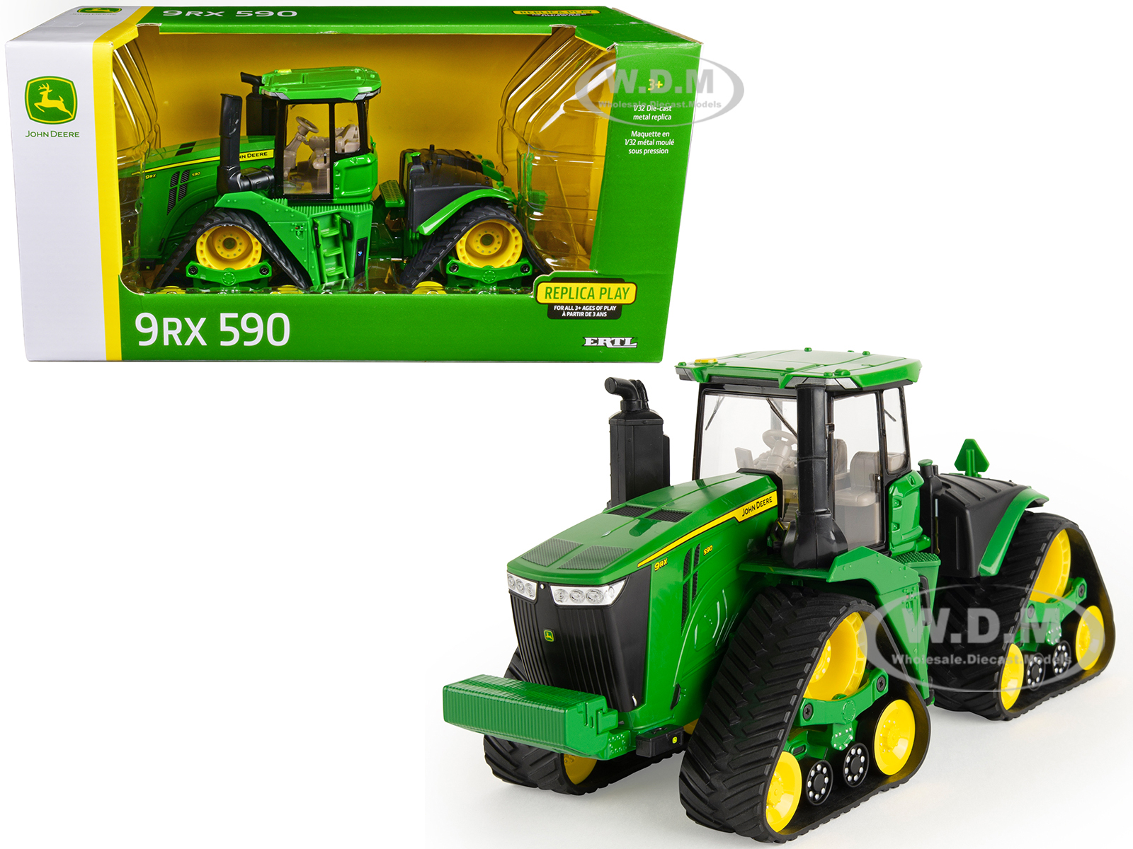 John Deere 9RX 590 Tractor with Tracks Green "Replica Play" Series 1/32 Diecast Model by ERTL TOMY