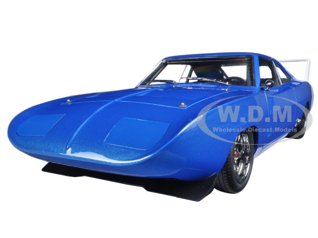 1969 Dodge Charger Daytona Custom Blue With White Rear Wing 1/18 Diecast Model Car By Greenlight