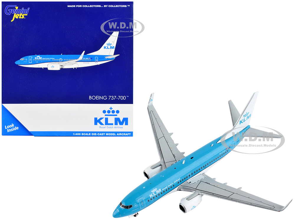 Boeing 737-700 Commercial Aircraft KLM Royal Dutch Airlines Blue and White 1/400 Diecast Model Airplane by GeminiJets