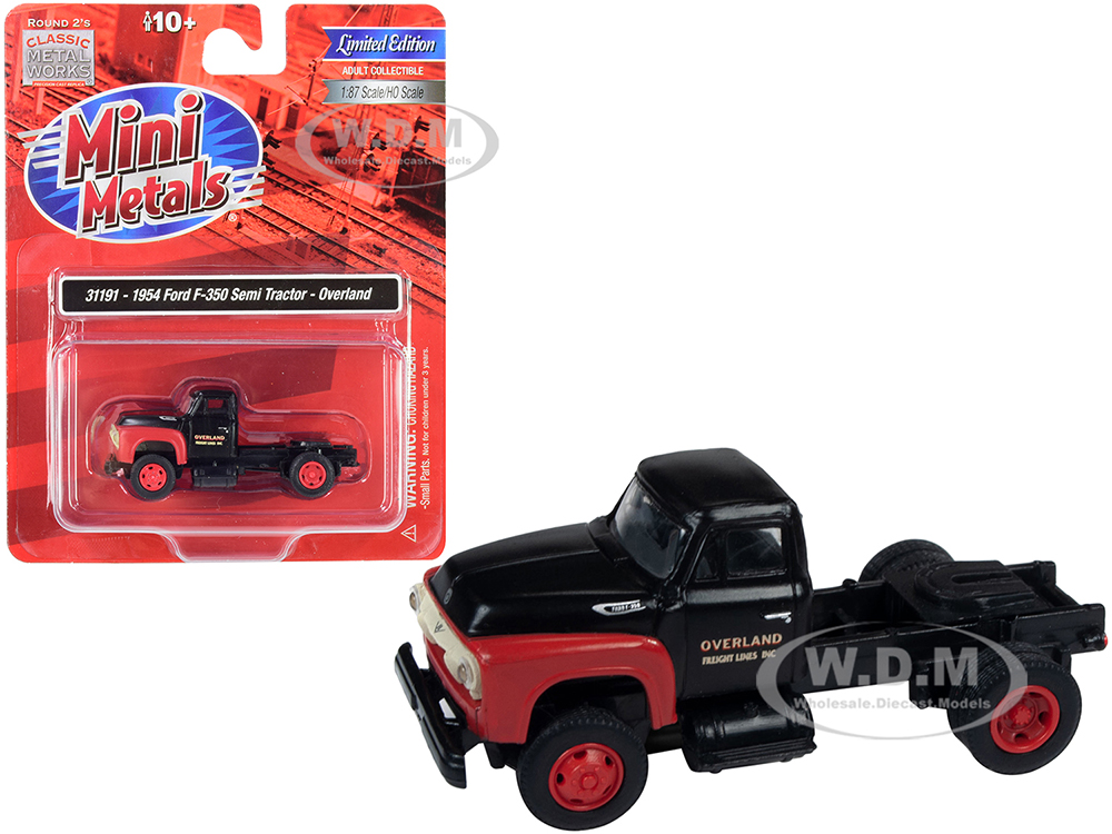 1954 Ford F-350 Semi Truck Tractor "overland" Black And Red 1/87 (ho) Scale Model By Classic Metal Works