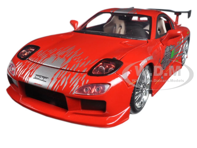 Doms Mazda RX-7 Red with Graphics "Fast &amp; Furious" Movie 1/24 Diecast Model Car by Jada
