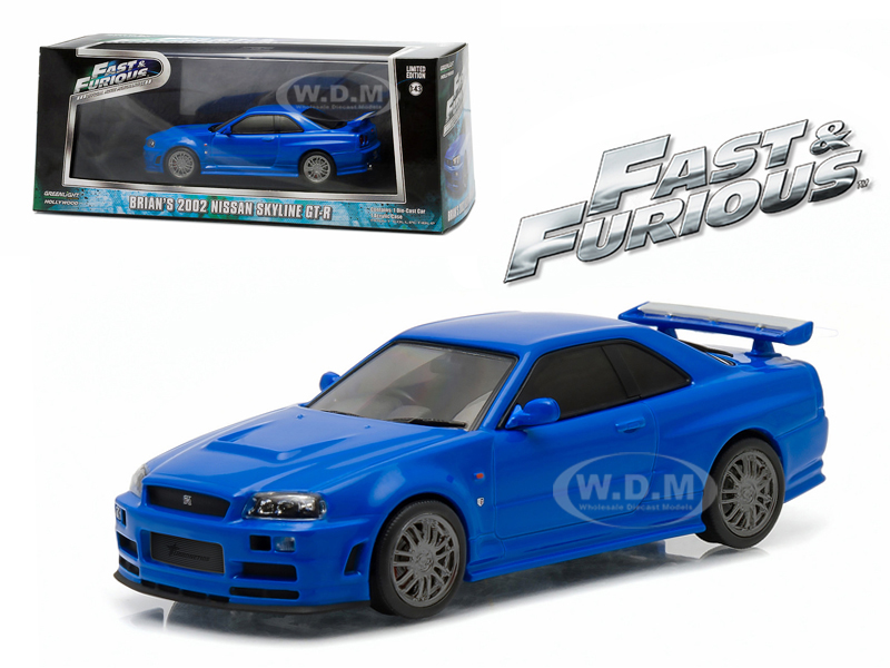 Brians 2002 Nissan Skyline GT-R Blue Fast and Furious Movie (2009) 1/43 Diecast Model Car by Greenlight