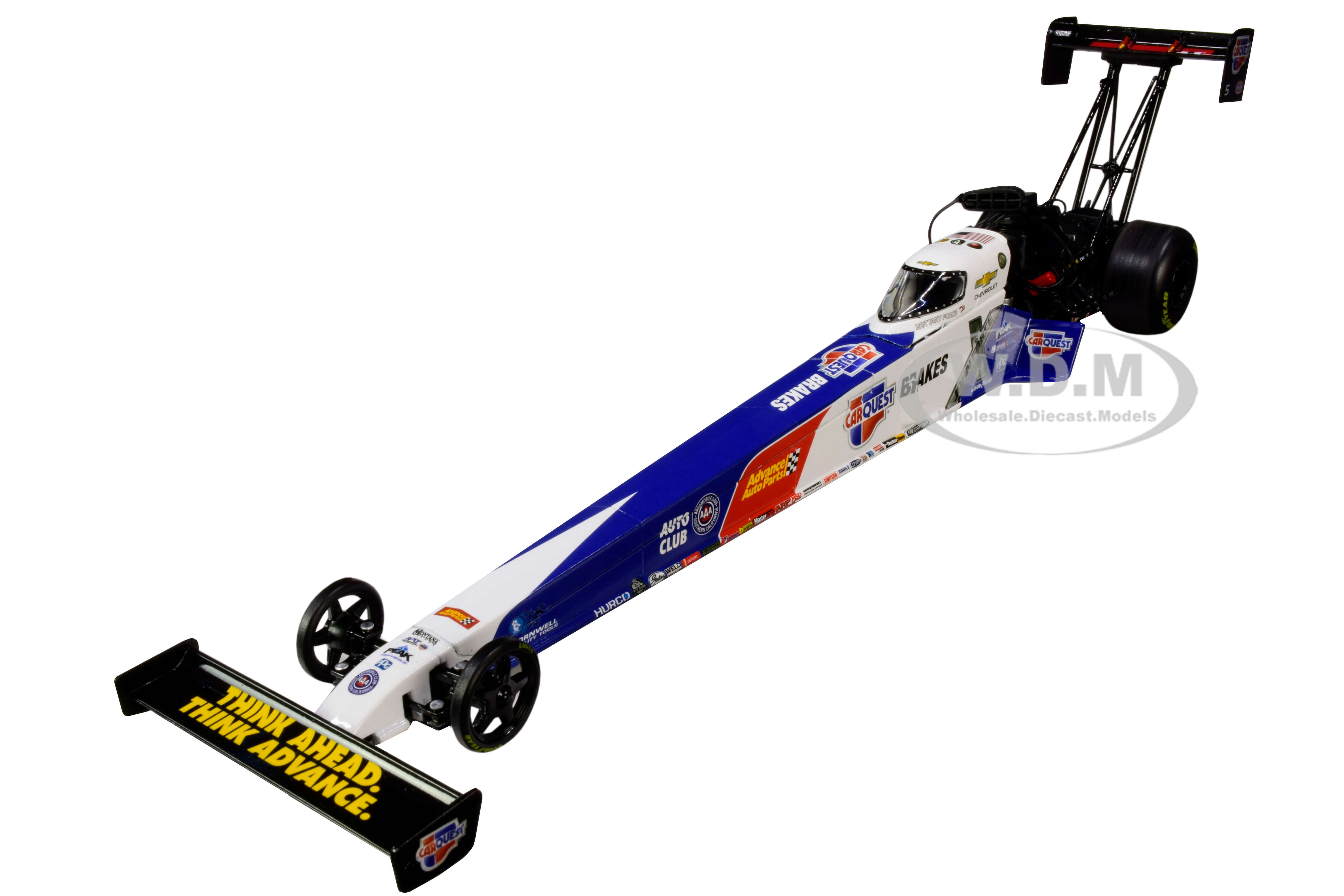 Image of 2019 NHRA Funny Car TFD (Top Fuel Dragster) Brittany Force "Carquest Brakes" John Force Racing 1/24 Diecast Model Car by Autoworld