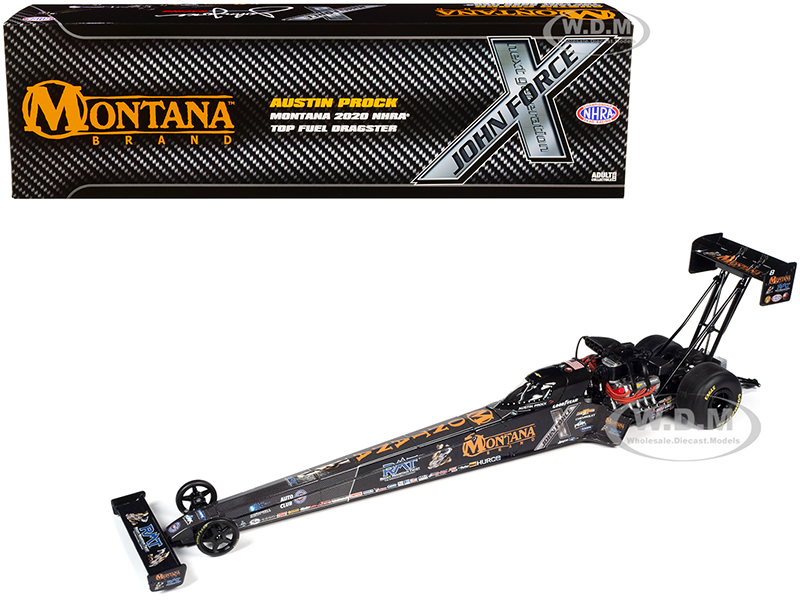 Image of 2020 NHRA Funny Car TFD (Top Fuel Dragster) Austin Prock "Montana Brand" John Force Racing 1/24 Diecast Model Car by Autoworld