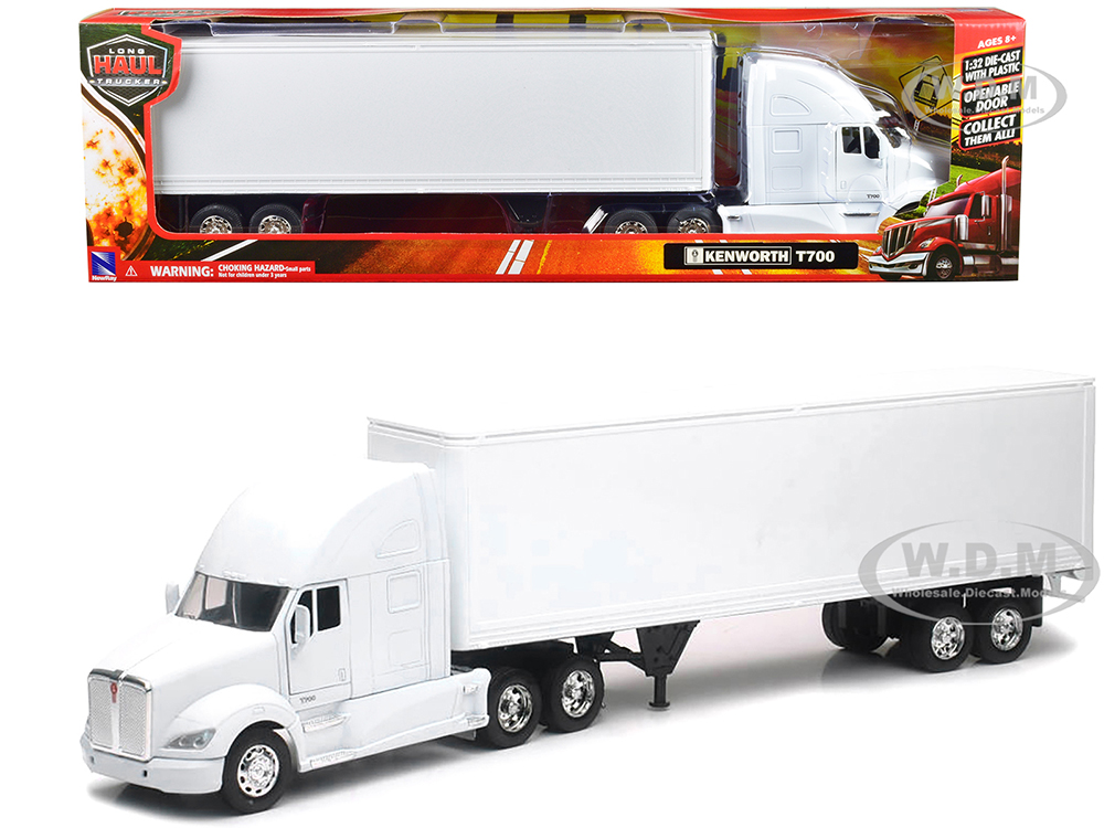 Kenworth T700 Truck with Dry Goods Trailer White "Long Haul Truckers" Series 1/32 Diecast Model by New Ray