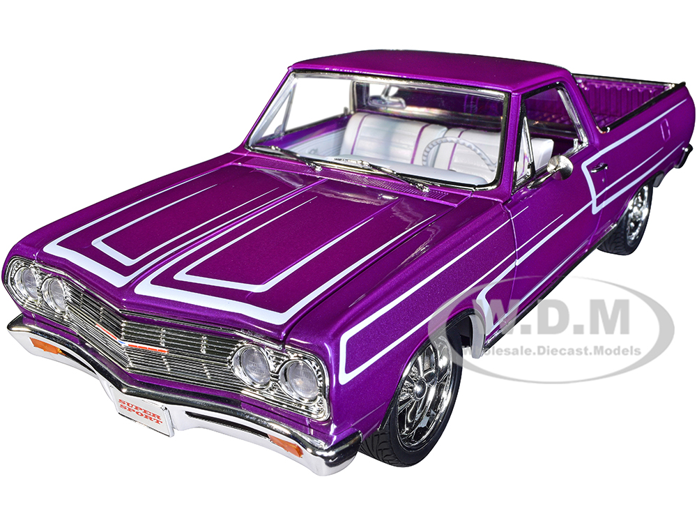 1965 Chevrolet El Camino SS "Custom Cruiser" Purple Metallic with White Graphics Limited Edition to 678 pieces Worldwide 1/18 Diecast Model Car by AC