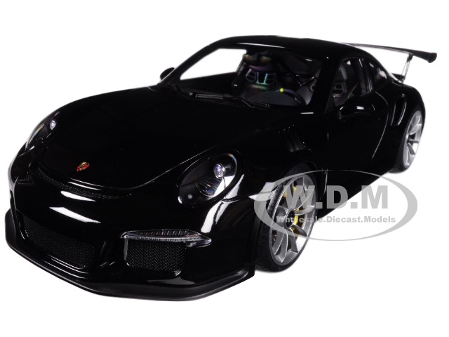 Porsche 911 (991) Gt3 Rs Gloss Black With Silver Wheels 1/18 Model Car By Autoart