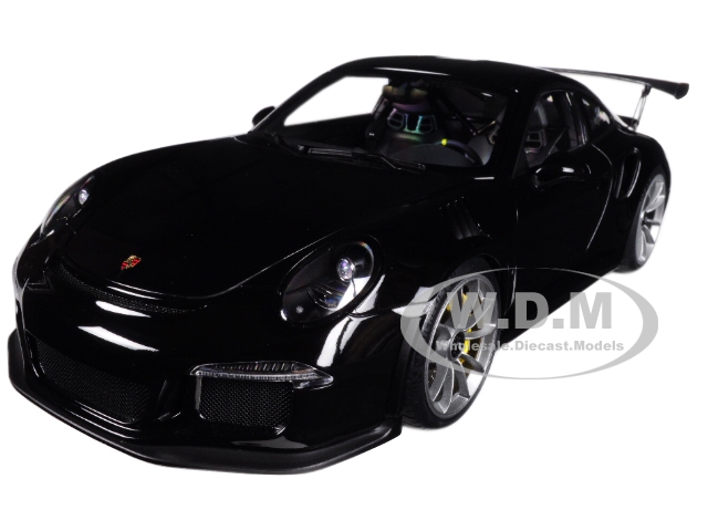 Image of Porsche 911 (991) GT3 RS Gloss Black with Silver Wheels 1/18 Model Car by Autoart