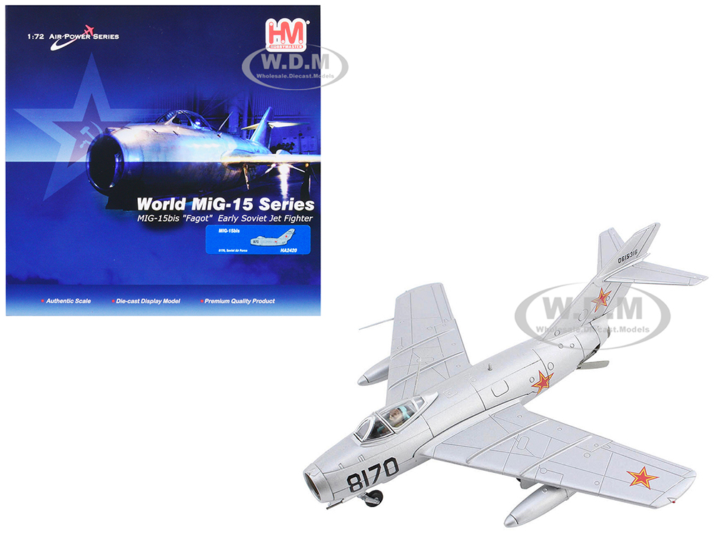 Mikoyan-Gurevich MiG-15Bis Fighter Aircraft 8170 Early Soviet Fighter Soviet Air Force Air Power Series 1/72 Diecast Model by Hobby Master