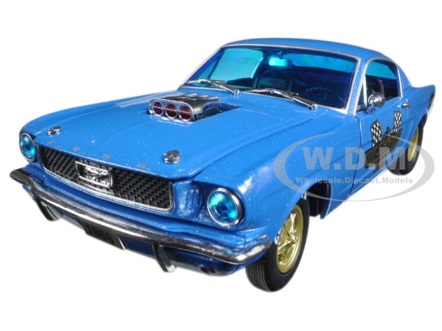 1966 Ford Mustang 22 Gt Fastback Metalflake Blue 1/24 Diecast Model Car By M2 Machines
