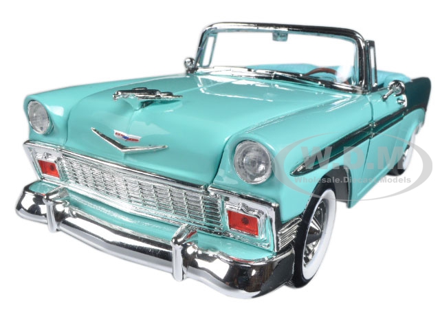 Image of 1956 Chevrolet Bel Air Convertible Green/Dark Green 1/18 Diecast Model Car by Road Signature