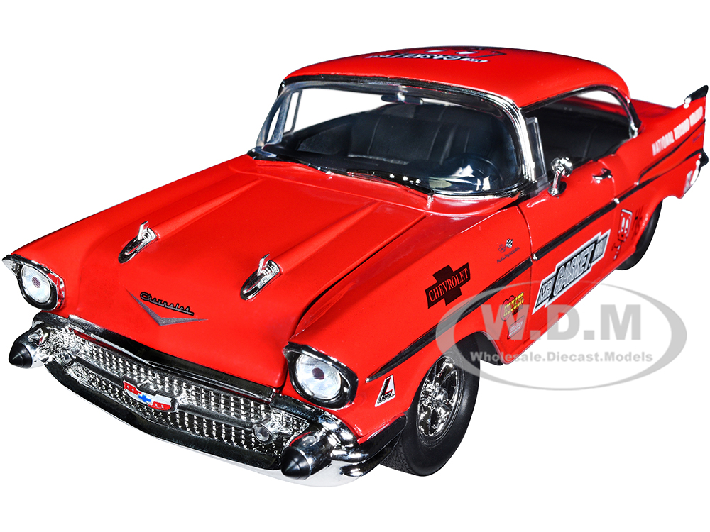 1957 Chevrolet 210 Hardtop Red Heavy Metallic with Graphics "Mr. Gasket Co." Limited Edition to 6550 pieces Worldwide 1/24 Diecast Model Car by M2 Ma