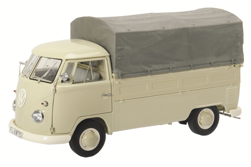 Image of Volkswagen T1B Pickup with Tarpaulin Beige 1/18 Diecast Model Car by Schuco