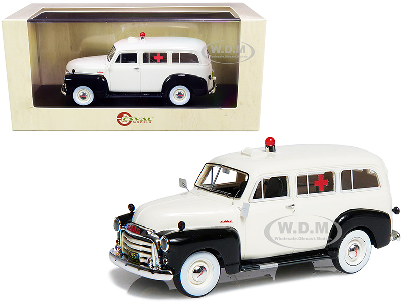 1952 GMC 3100 Suburban Ambulance Black and White Limited Edition to 250 pieces Worldwide 1/43 Model Car by Esval Models