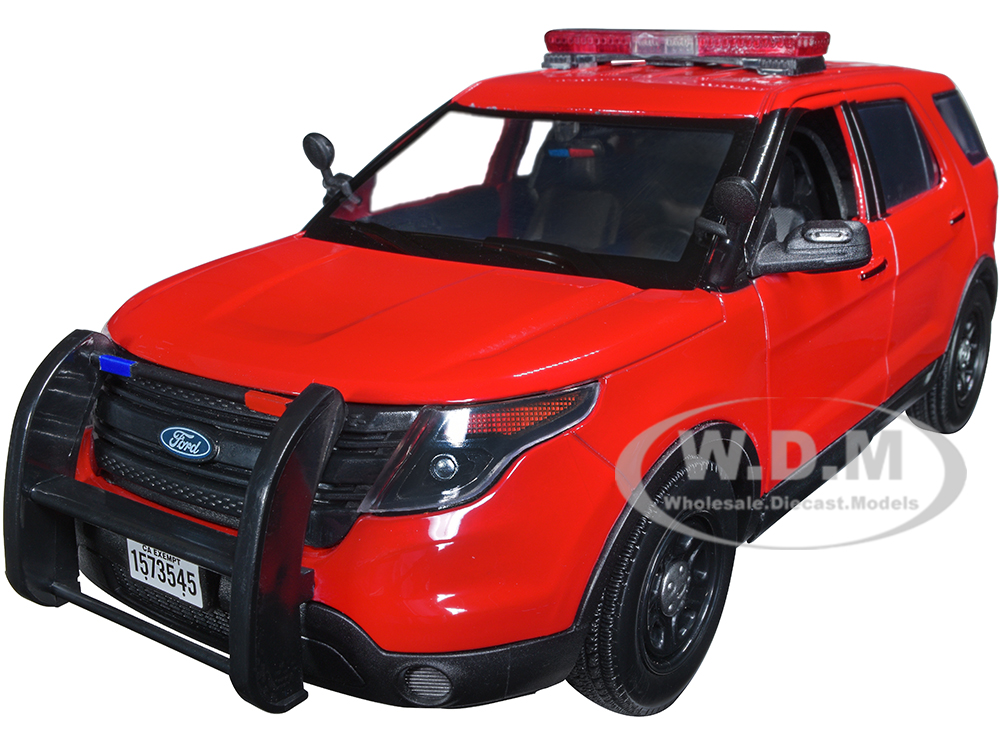 2015 Ford Police Interceptor Utility "Fire Marshal" Plain Red 1/18 Diecast Model Car by Motormax