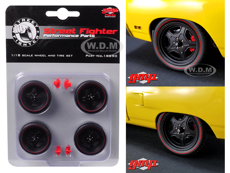 Wheel And Tire Set Of 4 Five Spoke From 1970 Plymouth Road Runner Street Fighter 6-pack Attack 1/18 By Gmp