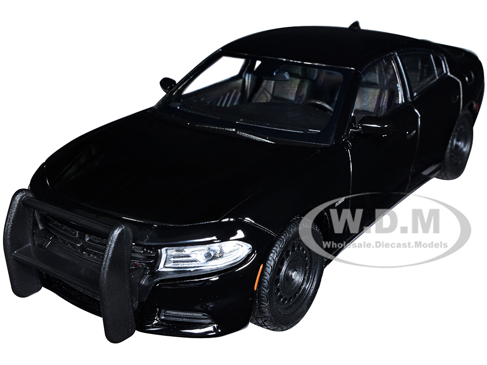 2016 Dodge Charger Pursuit Police Interceptor Black Unmarked "Police Pursuit" Series 1/24 Diecast Model Car by Welly