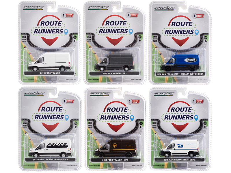 "Route Runners" Set of 6 Vans Series 1 1/64 Diecast Models by Greenlight