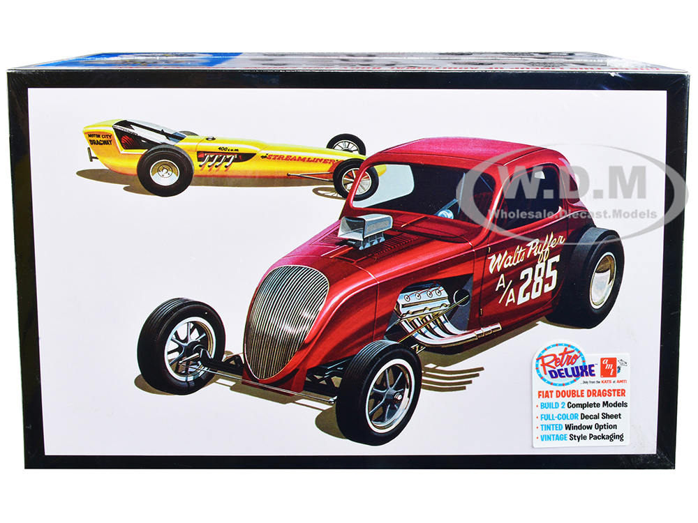 Skill 2 Model Kit Fiat Double Dragster Set Of 2 Kits 1/25 Scale Model By AMT