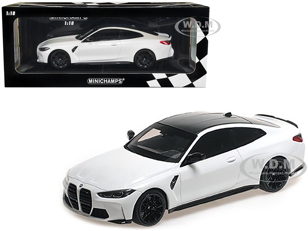 2020 BMW M4 White with Carbon Top Limited Edition to 720 pieces Worldwide 1/18 Diecast Model Car by Minichamps