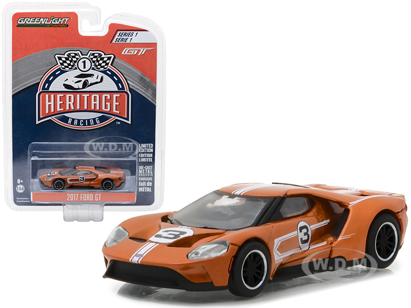 2017 Ford GT #3 Brown (Tribute to 1967 Ford GT40 MK IV #3) Racing Heritage Series 1 1/64 Diecast Model Car by Greenlight