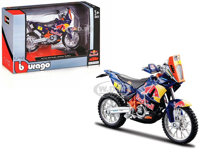 Ktm 450 Rally Dakar 1 "red Bull" 1/18 Diecast Motorcycle Model By Bburago