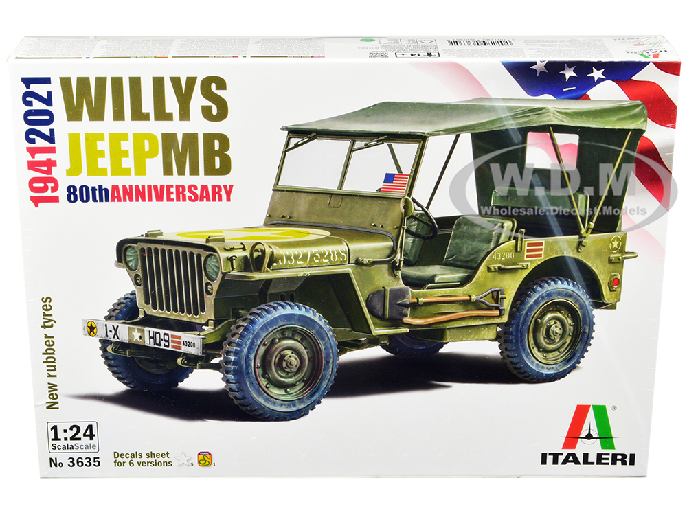 Skill 3 Model Kit Willys Jeep MB 80th Anniversary (1941-2021) 1/24 Scale Model by Italeri