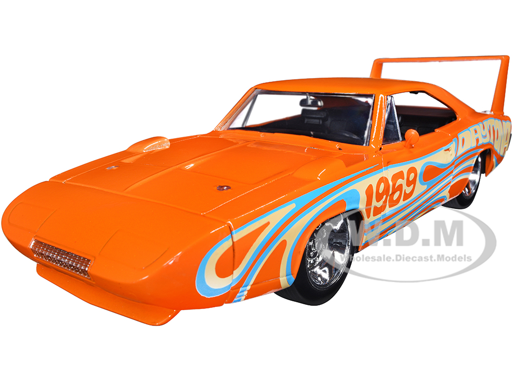 1969 Dodge Charger Daytona Orange Metallic with Graphics "I Love the 1960s" Series 1/24 Diecast Model Car by Jada