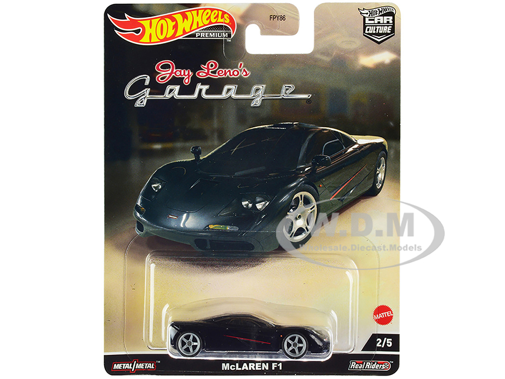 McLaren F1 Black with Red Stripes "Jay Lenos Garage" Diecast Model Car by Hot Wheels