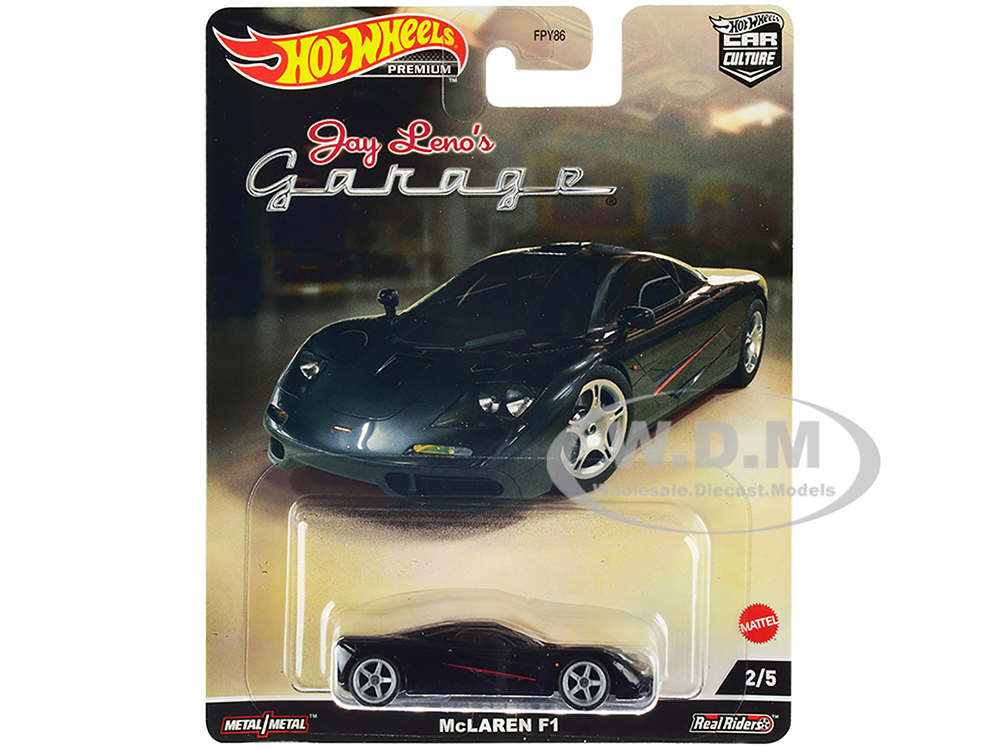 McLaren F1 Black with Red Stripes Jay Lenoâ€™s Garage Diecast Model Car by Hot Wheels