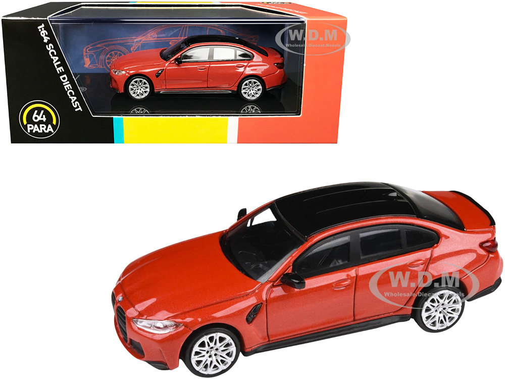 BMW M3 (G80) Toronto Red Metallic with Black Top 1/64 Diecast Model Car by Paragon Models