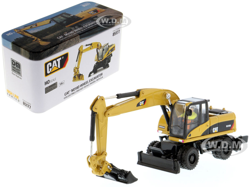 CAT Caterpillar M318D Wheeled Excavator with Operator "High Line" Series 1/87 (HO) Scale Diecast Model by Diecast Masters
