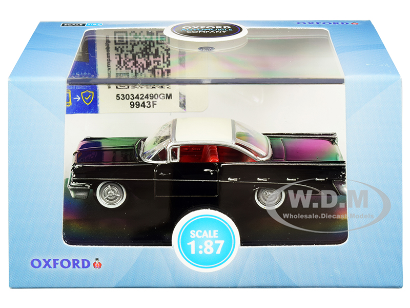 Image of 1959 Pontiac Bonneville Coupe Regent Black with Cream Top and Red Interior 1/87 (HO) Scale Diecast Model Car by Oxford Diecast