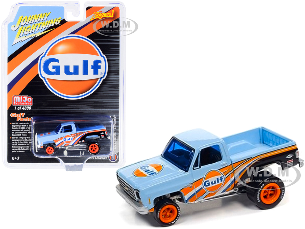 1980 Chevrolet Silverado Pickup Truck "Gulf Oil" Light Blue with Stripes "Zingers" Series Limited Edition to 4800 pieces Worldwide 1/64 Diecast Model