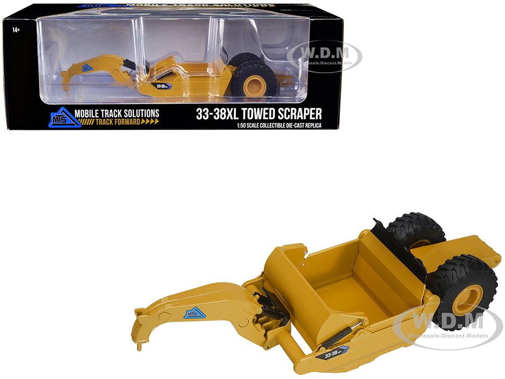 Mobile Track Solutions 33-38XL Towed Scraper Yellow 1/50 Diecast Model by SpecCast