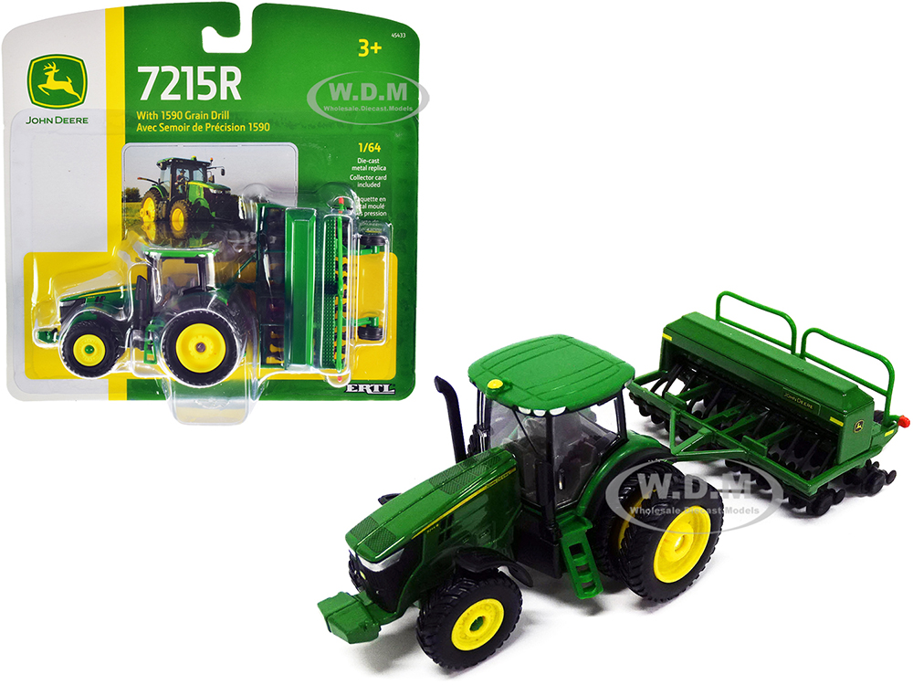 John Deere 7215R Tractor With John Deere 1590 Grain Drill 1/64 Diecast Models By ERTL TOMY