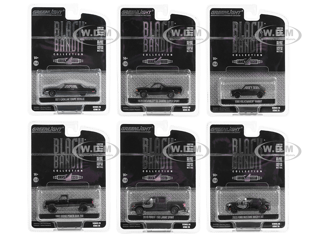 "Black Bandit" 6 piece Set Series 28 1/64 Diecast Model Cars by Greenlight