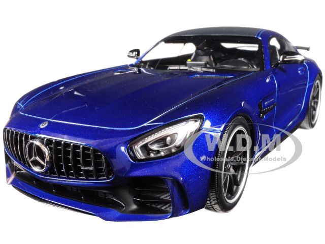 Image of 2017 Mercedes AMG GT-R Metallic Blue with Black Top Limited Edition to 402 pieces Worldwide 1/18 Diecast Model Car by Minichamps