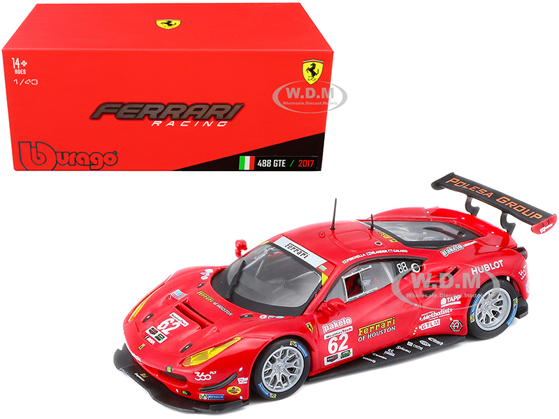 Image of Ferrari 488 GTE 62 G. Fisichella - T. Vilander - J. Calado 24 Hours of Daytona (2017) 1/43 Diecast Model Car by Bburago